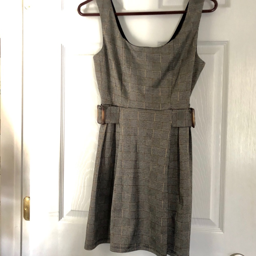 Plaid Overall Mini Dress